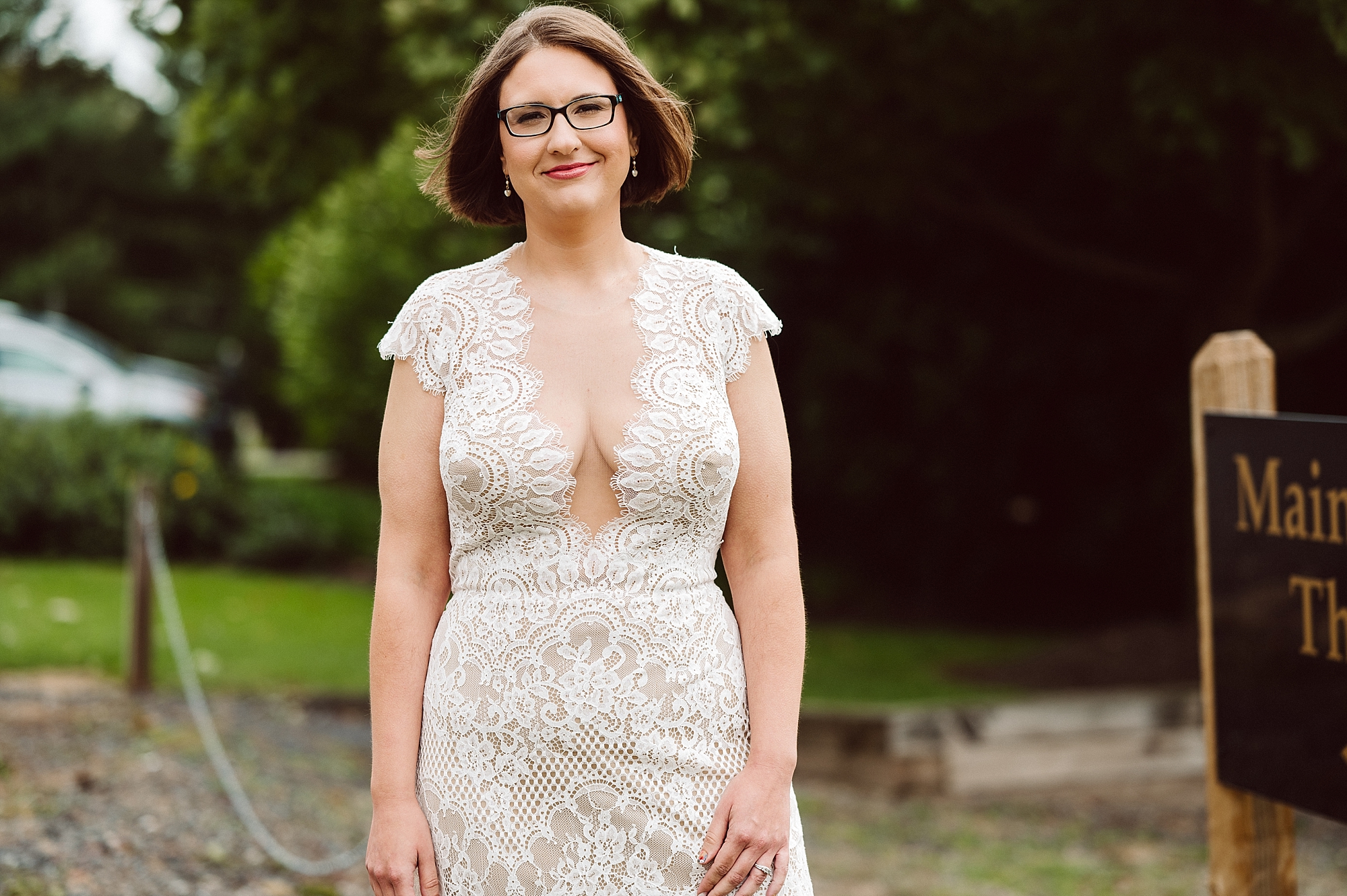 beautiful bride with glasses vineyard