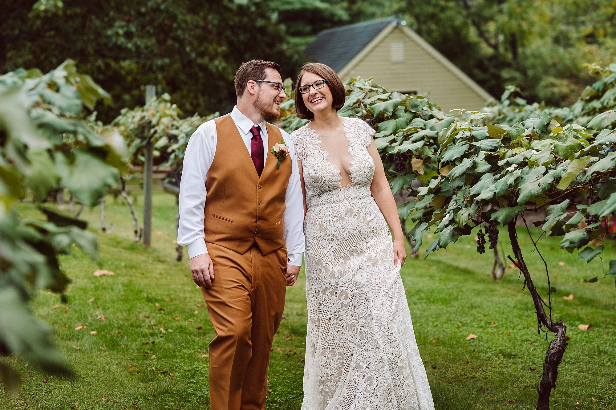 bride and groom portraits at crossing vineyards and winery in bucks county, pa