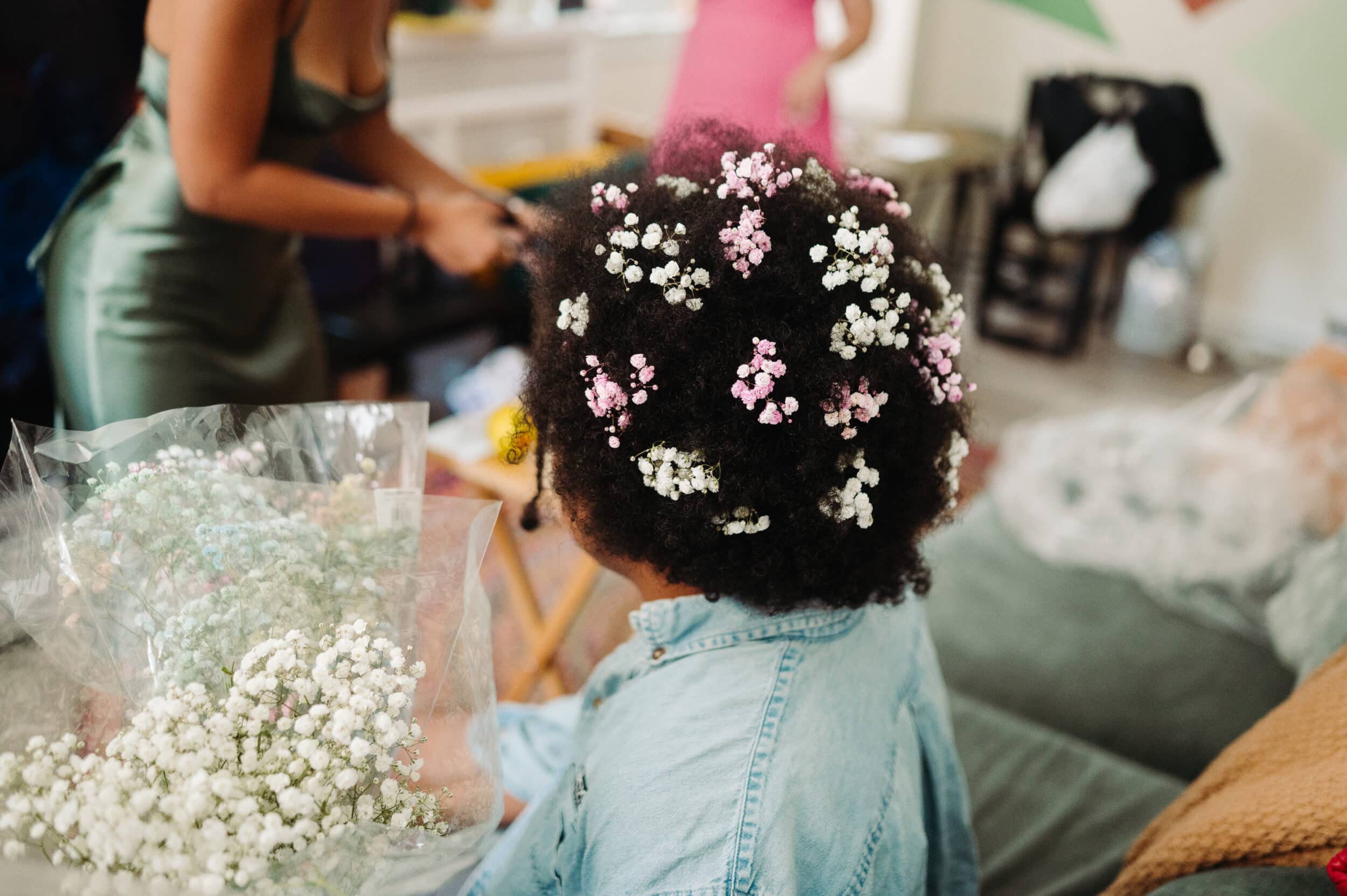 beautiful hair decor of marrying person philly wedding