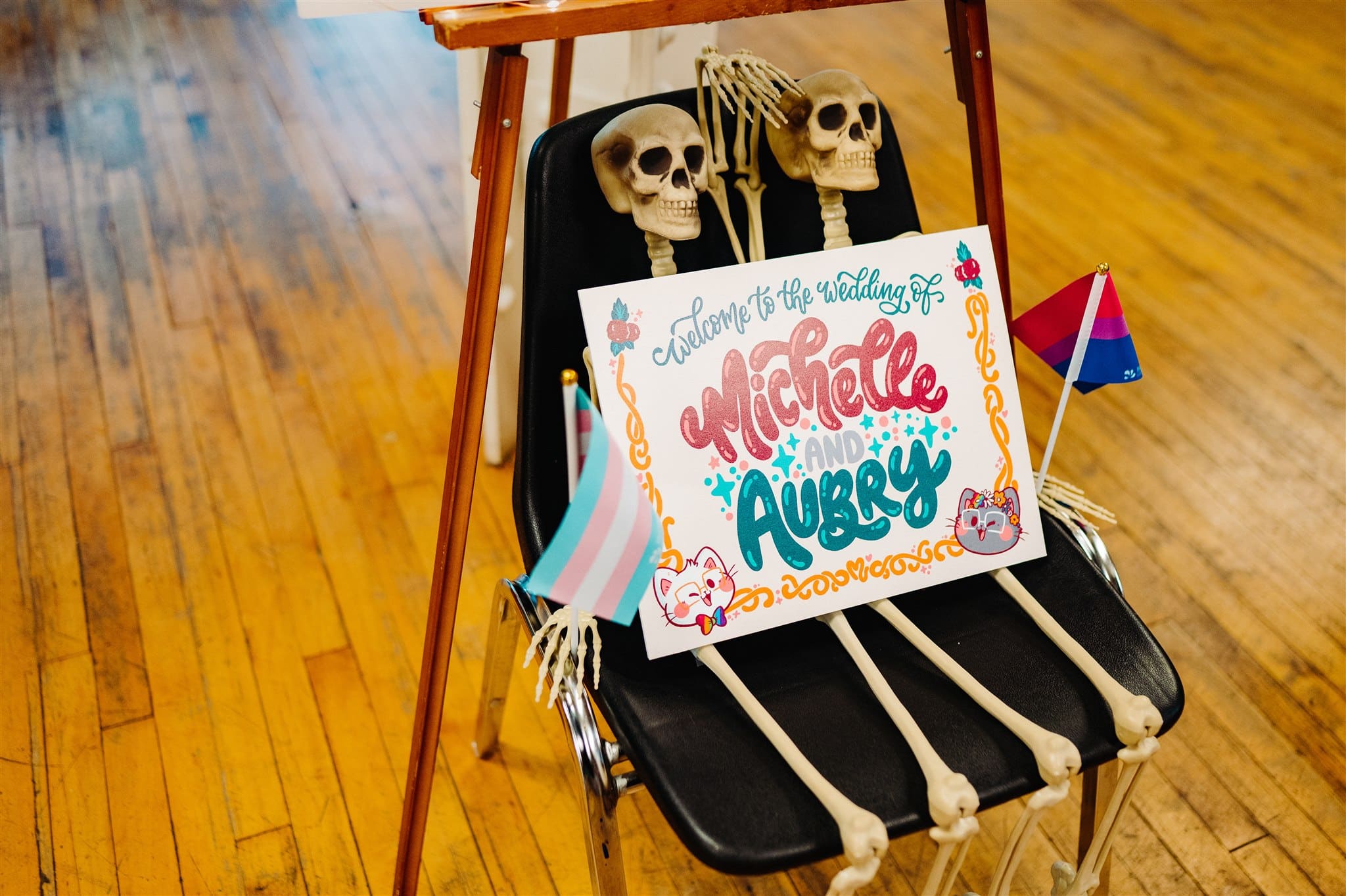 lgbtq+ wedding reception decor at goggleworks center: elegant tablescapes with bold colors and artistic accents.