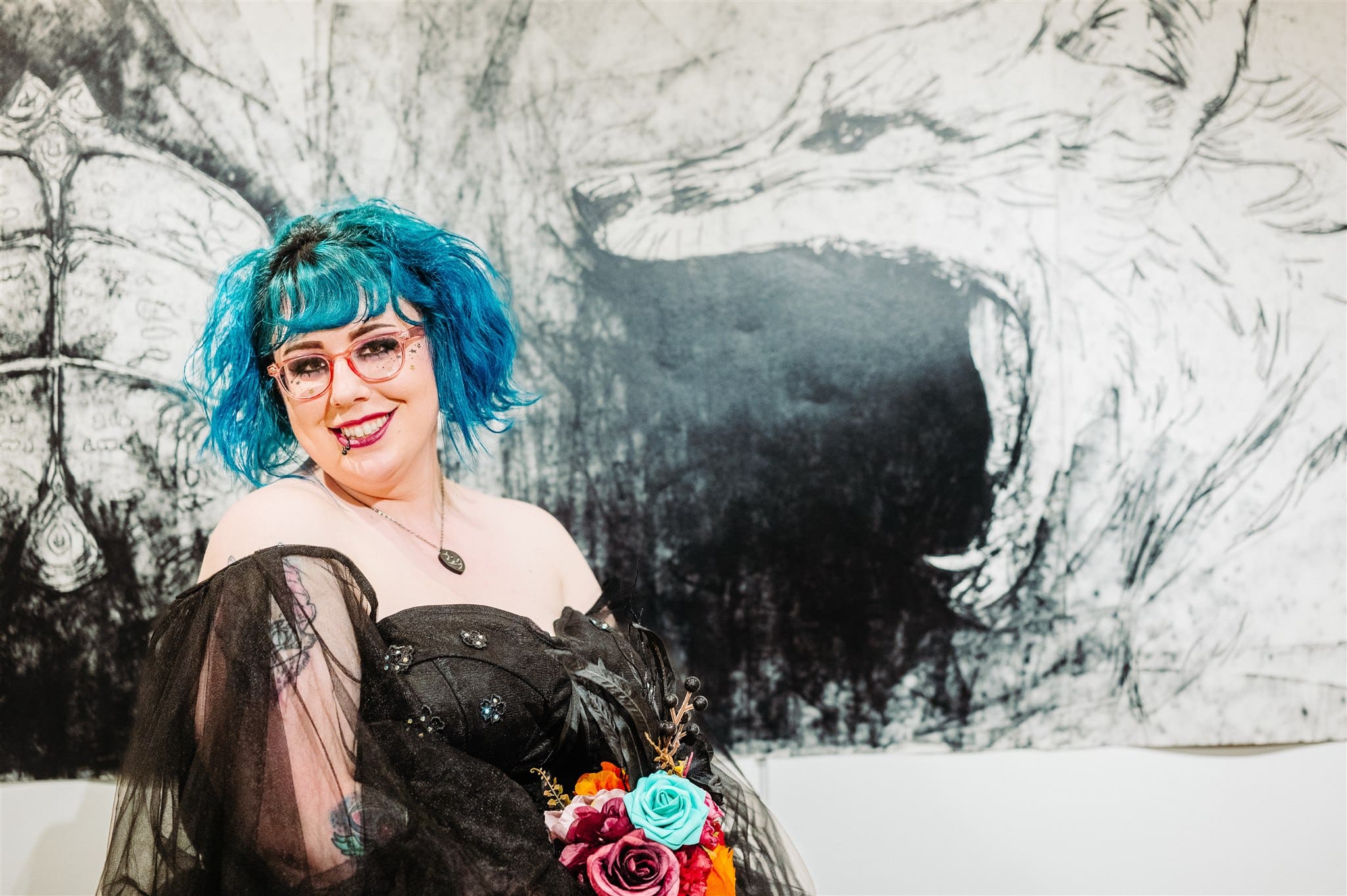 first look at goggleworks wedding