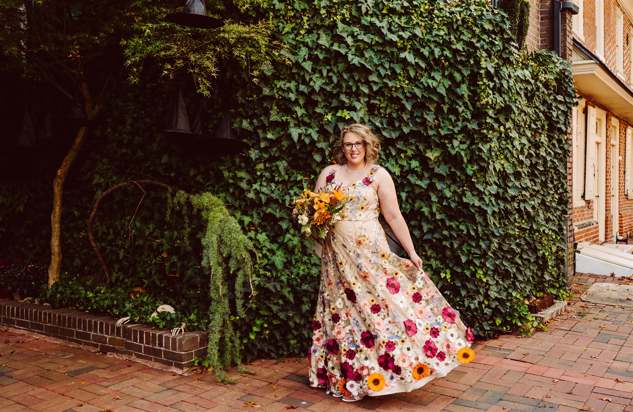 floral elopement dress philadelphia 